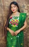 Jamdani 2 Piece Soft Unstitched Churidar Set - Deep Green