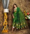 Jamdani 2 Piece Soft Unstitched Churidar Set - Deep Green