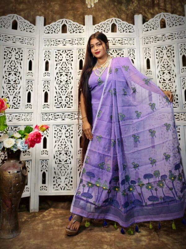 2 Piece Unstitched Soft Jamdani Churidar Set - Deep Lavender