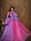 Hazar Buti Dhakai Jamdani Saree with Blouse Piece - Deep Lavender