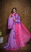 Hazar Buti Dhakai Jamdani Saree with Blouse Piece - Deep Lavender