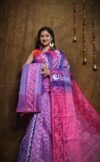 Hazar Buti Dhakai Jamdani Saree with Blouse Piece - Deep Lavender