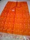 Pure Gachi Tussar By Tussar Handloom Dhakai Jamdani Sari with Blouse Piece - Deep Orange