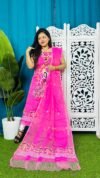 Unstitched Soft 2 Piece Jamdani Churidar - Deep Pink