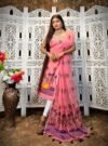 2 Piece Unstitched Soft Jamdani Churidar Set - Deep Rose