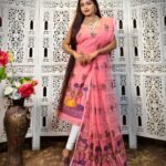2 Piece Unstitched Soft Jamdani Churidar Set - Deep Rose