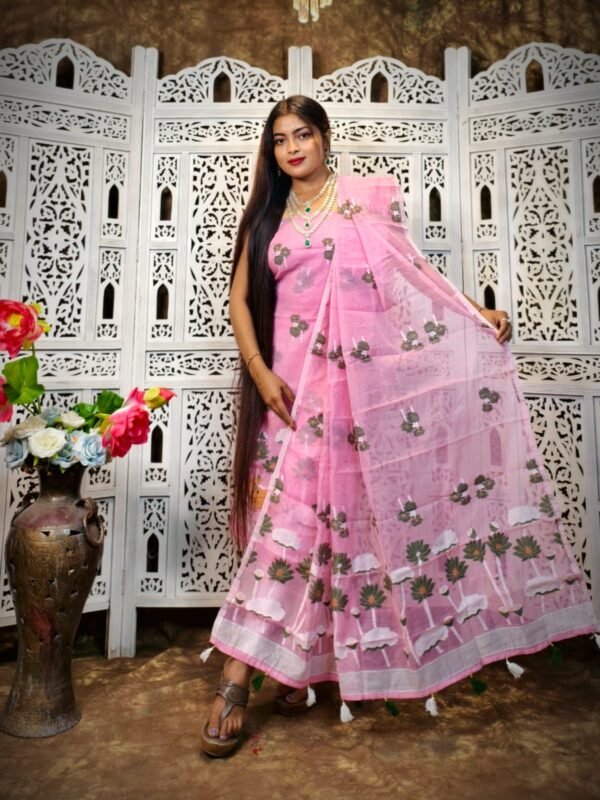 2 Piece Unstitched Soft Jamdani Churidar Set - Dull Pink