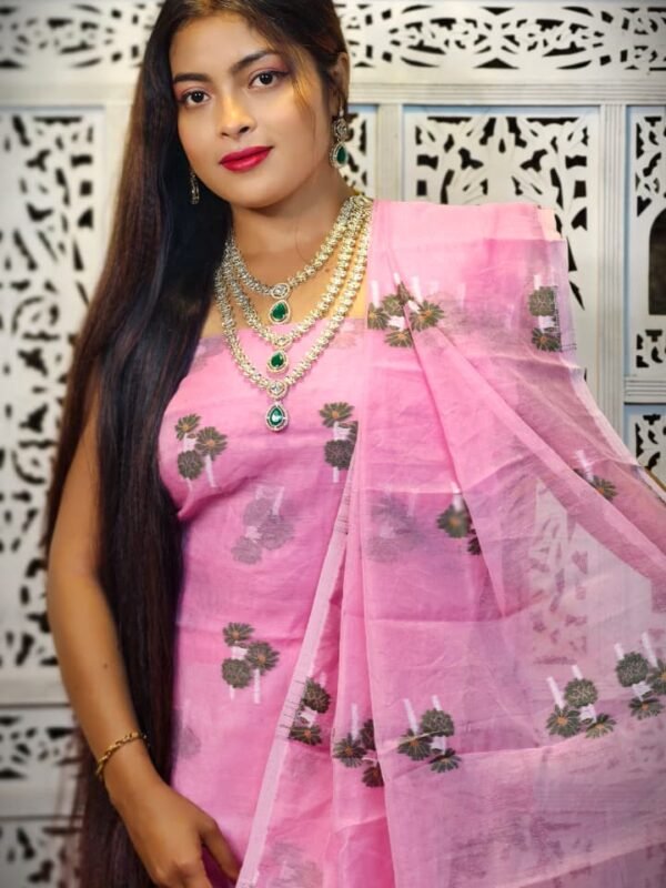 2 Piece Unstitched Soft Jamdani Churidar Set - Dull Pink