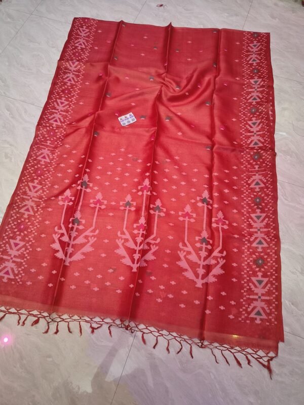 Pure Tussar By Tussar Handloom Sari With Blouse Piece - Dull Red
