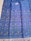 Pure Gachi Tussar By Tussar Handloom Dhakai Jamdani Sari with Blouse Piece - Faded Blue