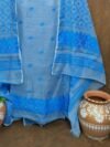 Jamdani 2 Piece Soft Unstitched Churidar Set - Faded Blue