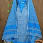 Jamdani 2 Piece Soft Unstitched Churidar Set - Faded Blue