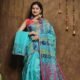 Hazar Buti Dhakai Jamdani Saree with Blouse Piece - Fountain Blue