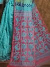 Hazar Buti Dhakai Jamdani Saree with Blouse Piece - Fountain Blue
