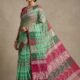 Ashtami Buti Dhakai Jamdani Sari with Blouse Piece - Grey Green