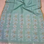 Exclusive Silk Linen Saree with Blouse Piece  - Greyish Teal