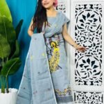 Unstitched Soft 2 Piece Jamdani Churidar - Gull Grey