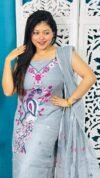 Unstitched Soft 2 Piece Jamdani Churidar - Gull Grey