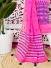 Jamdani 2 Piece Soft Unstitched Churidar Set - Hot Pink