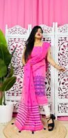 Jamdani 2 Piece Soft Unstitched Churidar Set - Hot Pink