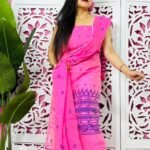 Jamdani 2 Piece Soft Unstitched Churidar Set - Hot Pink