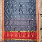 Maheshwari Design Jet Grey Cotton Silk Handloom Saree with Blouse Piece