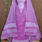 Jamdani 2 Piece Soft Unstitched Churidar Set - Lavender Pink