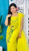 Unstitched Soft 2 Piece Jamdani Churidar - Lemon Yellow