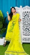 Unstitched Soft 2 Piece Jamdani Churidar - Lemon Yellow