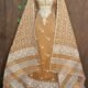 Jamdani 2 Piece Soft Unstitched Churidar Set - Light Coffee