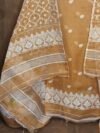 Jamdani 2 Piece Soft Unstitched Churidar Set - Light Coffee