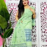 Jamdani 2 Piece Soft Unstitched Churidar Set - Light Grey Green