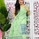 Jamdani 2 Piece Soft Unstitched Churidar Set - Light Grey Green