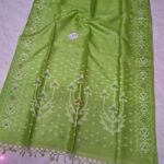 Pure Gachi Tussar By Tussar Handloom Dhakai Jamdani Saree with Blouse Piece - Light Olive