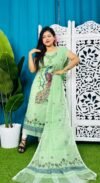 Unstitched Soft 2 Piece Jamdani Churidar - Light Olive