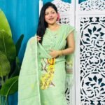 Unstitched Soft 2 Piece Jamdani Churidar - Light Olive