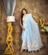 Jamdani 2 Piece Soft Unstitched Churidar Set - Light Sky Blue