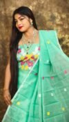 Jamdani 2 Piece Soft Unstitched Churidar Set - Light Teal