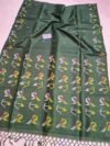 Pure Gachi Tussar By Tussar Handloom Dhakai Jamdani Sari with Blouse Piece - Mineral Green