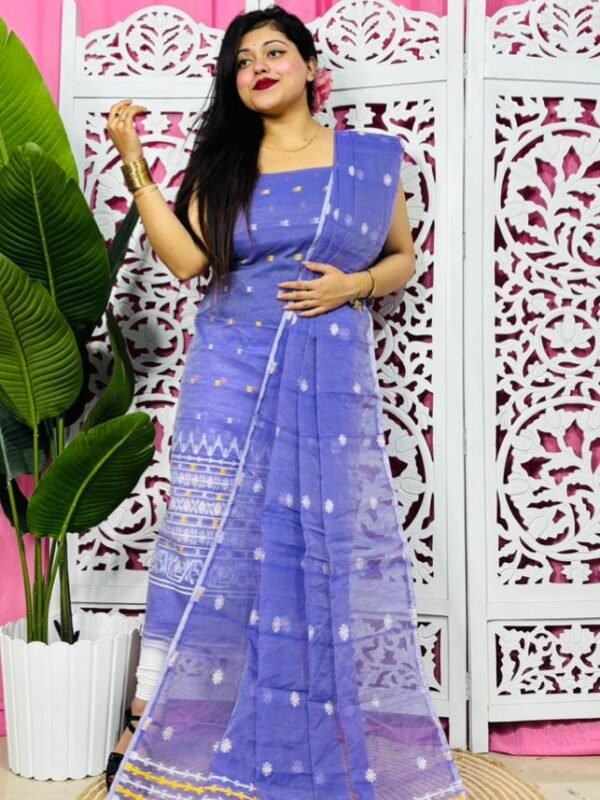 Jamdani 2 Piece Soft Unstitched Churidar Set - Moody Blue