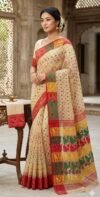Ashtami Buti Dhakai Jamdani Sari with Blouse Piece - Mushroom