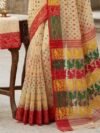 Ashtami Buti Dhakai Jamdani Sari with Blouse Piece - Mushroom