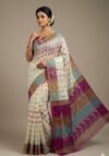 Ashtami Buti Dhakai Jamdani Sari with Blouse Piece - Off White
