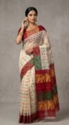 Ashtami Buti Dhakai Jamdani Sari with Blouse Piece - Off White
