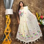Jamdani 2 Piece Soft Unstitched Churidar Set - Off White