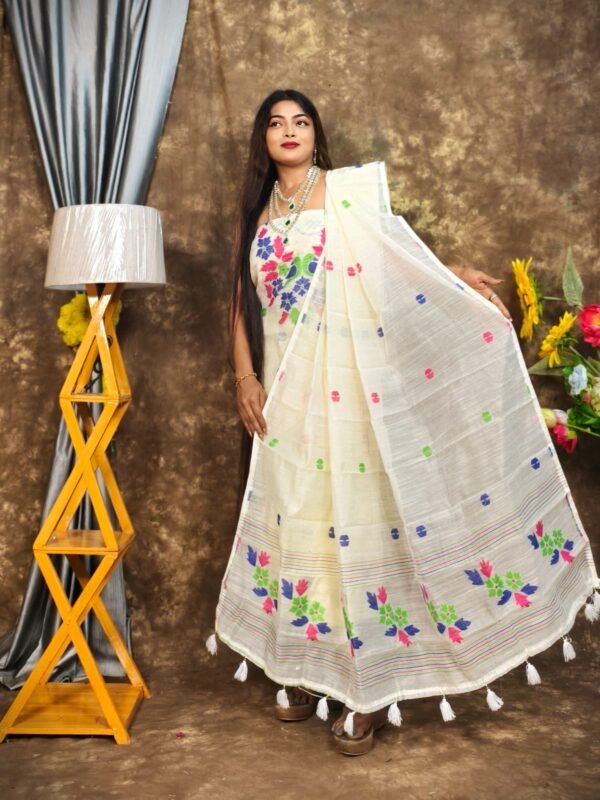 Jamdani 2 Piece Soft Unstitched Churidar Set - Off White