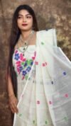 Jamdani 2 Piece Soft Unstitched Churidar Set - Off White