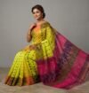 Ashtami Buti Dhakai Jamdani Sari with Blouse Piece - Olive Yellow