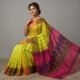 Ashtami Buti Dhakai Jamdani Sari with Blouse Piece - Olive Yellow