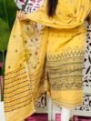 Jamdani 2 Piece Soft Unstitched Churidar Set - Orange Yellow